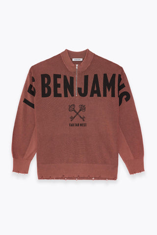 PRINTED HALF KNIT SWEATER