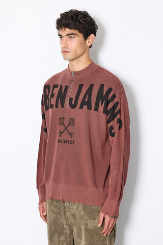 PRINTED HALF KNIT SWEATER