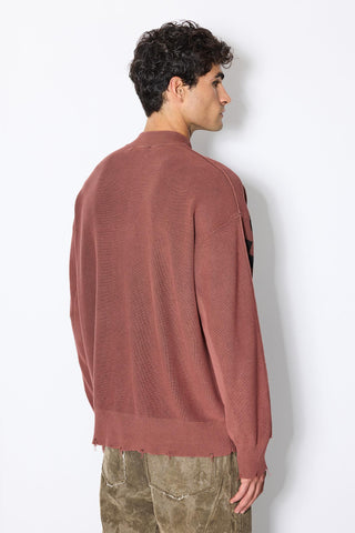 PRINTED HALF KNIT SWEATER